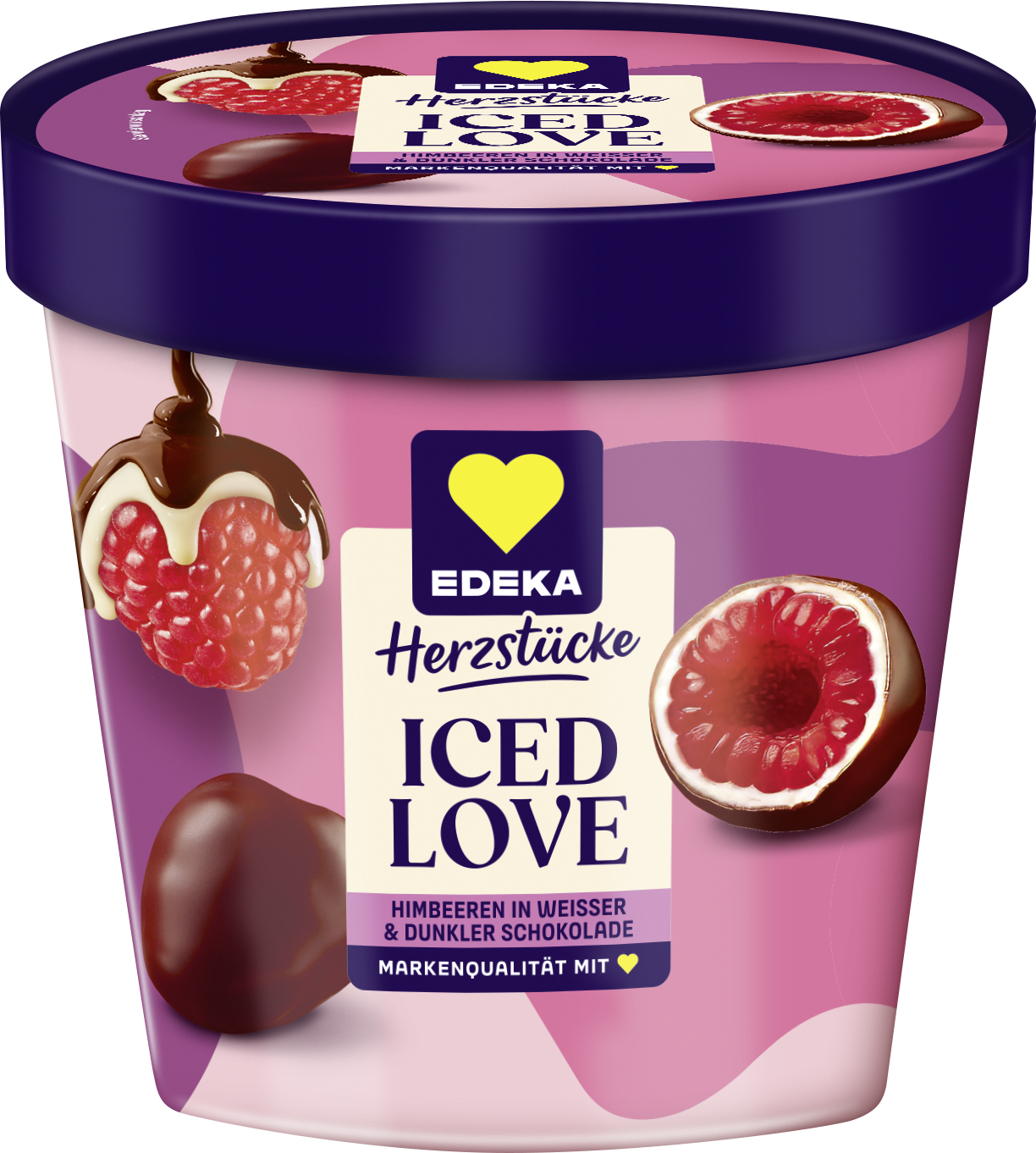 EDEKA Herzstücke Iced Love Himbeeren in weißer und dunkler Schokolade