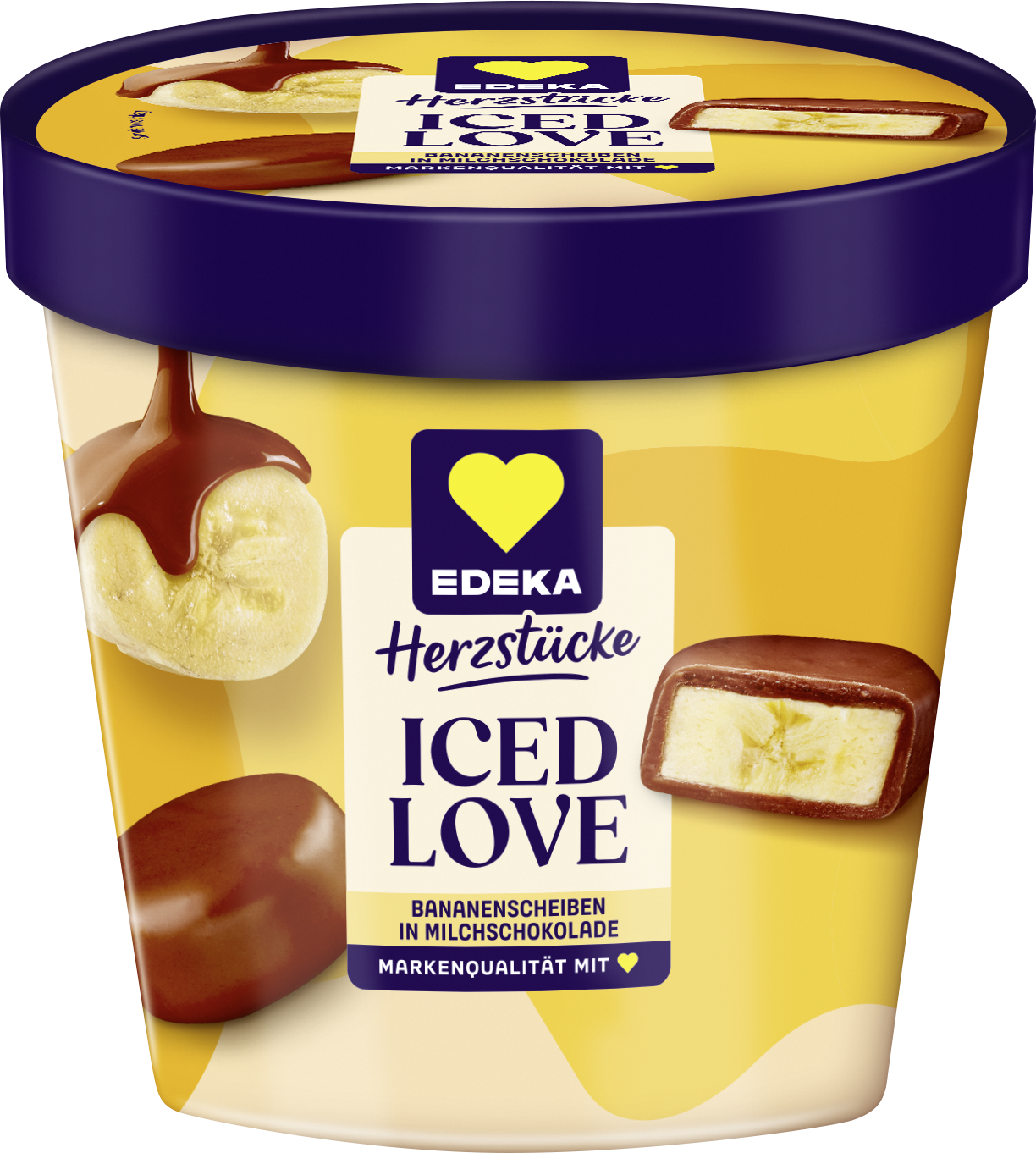 EDEKA Herzstücke Iced Love Bananenscheiben in Milchschokolade