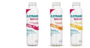 ELOTRANS hydrate in den Sorten Himbeer-Limette, Orange-Minze und Zitrone-Limette