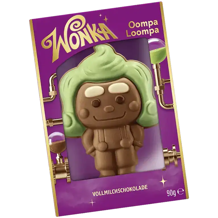 Wonka Oompa Loompa – Vollmilchschokoladenfigur mit grünen Haaren