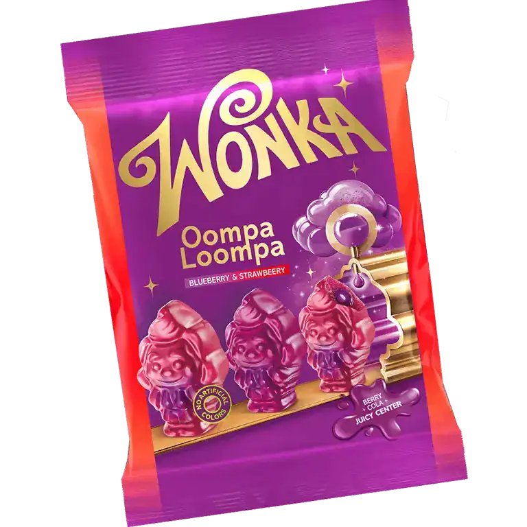 Wonka Oompa Loompa – gefüllte Fruchtgummis mit Heidelbeere und Erdbeere