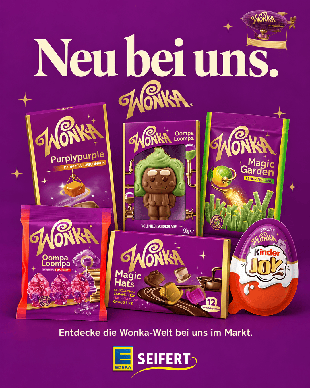 Alle sechs Wonka-Neuheiten bei EDEKA Seifert mit unserem Original-Logo